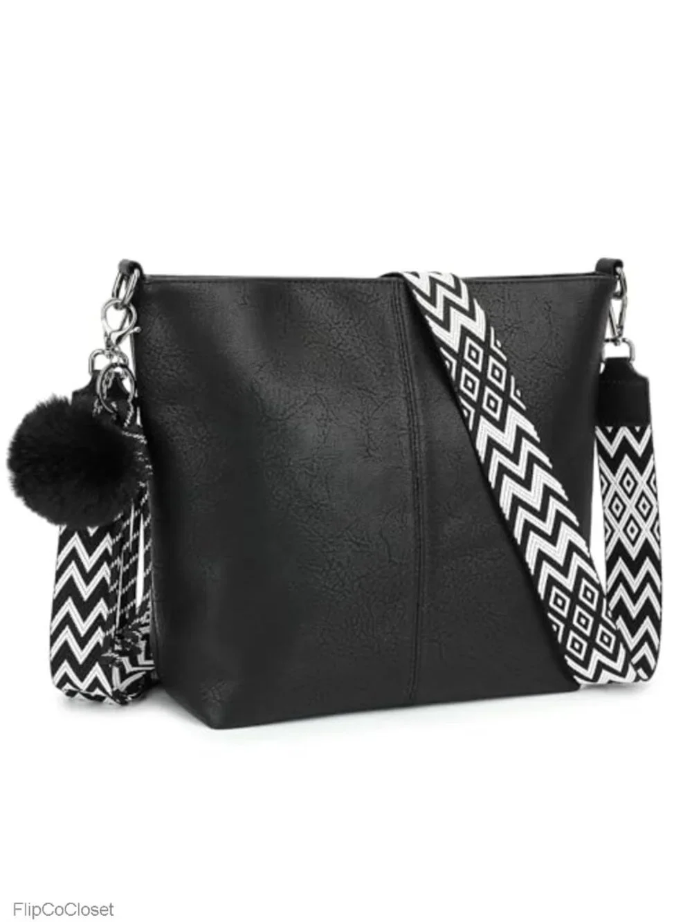 Women's Vegan Leather Crossbody Hobo Handbag with Adjustable Strap